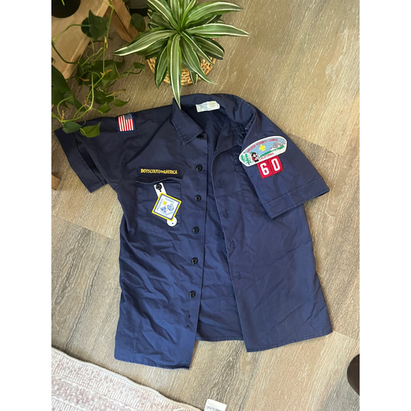 Boy Scouts of America Other - Boys Boy Scouts of America Button Down Shirt L Navy Blue Red